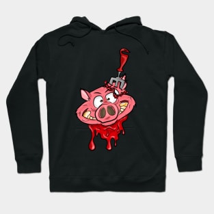 Porky Pig Head with Pinned Fork On Left Ear Hoodie